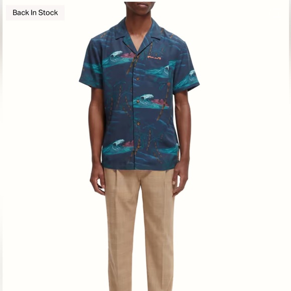 Scotch & Soda EUC Men Shirt Sleeve Button Down Hawaiian Print Shirt Size XL - Picture 2 of 10